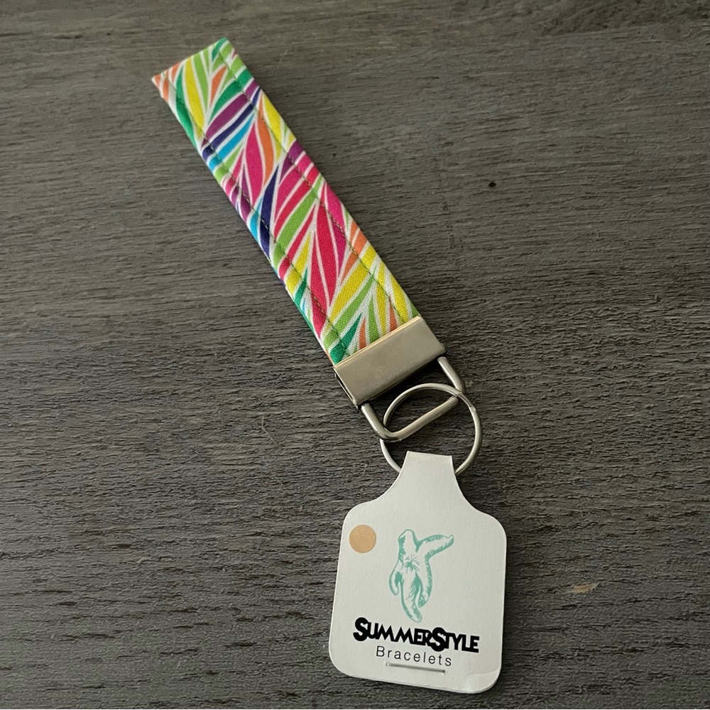 Rainbow Zebra Stripe Wristlet Keychain